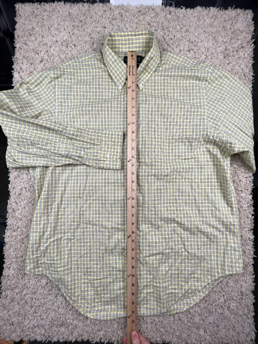 Lauren Ralph Lauren Classic Fit Mens 17.5 34/35 Long Sleeve Button Up Yellow - Picture 4 of 6